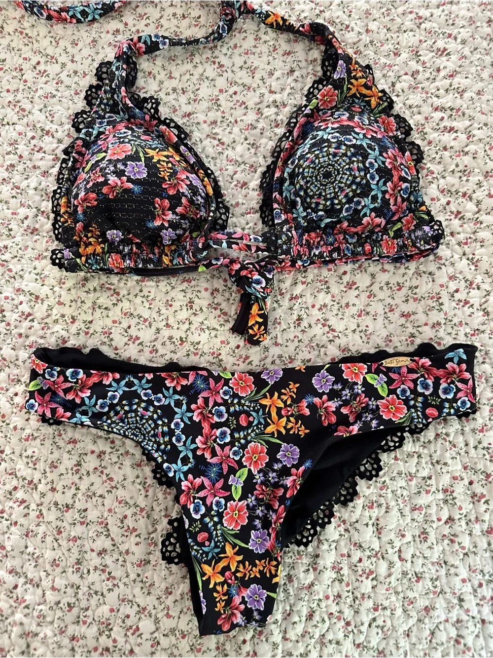 LULI FAMA NOCHES DE SEVILLA TRIANGLE BIKINI TOP AND BOTTOMS SIZE M - Picture 5 of 14